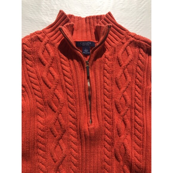 CHAPS Womens Orange 1/4 Zip Cable Knit Size Large - Picture 5 of 9